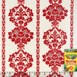 1970s Retro Vintage Wallpaper - Red Flock Design on White, Sold by the ...