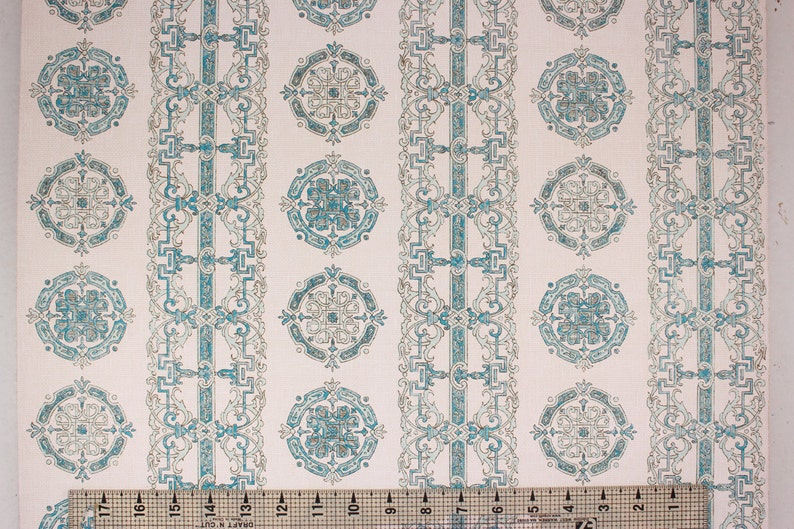1960s Vintage Wallpaper Blue Medallion Cool Design by the Etsy