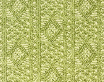 1970s Retro Vintage Wallpaper - Boho Green Macrame on Yellow, Sold by the Yard