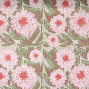 1940s Vintage Wallpaper - Pink Dahlias, Sold by the Yard--Heavy Commercial Extra Wide