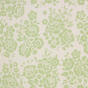 1960s Vintage Wallpaper - Green Rose Bouquets on White, Sold by the Yard