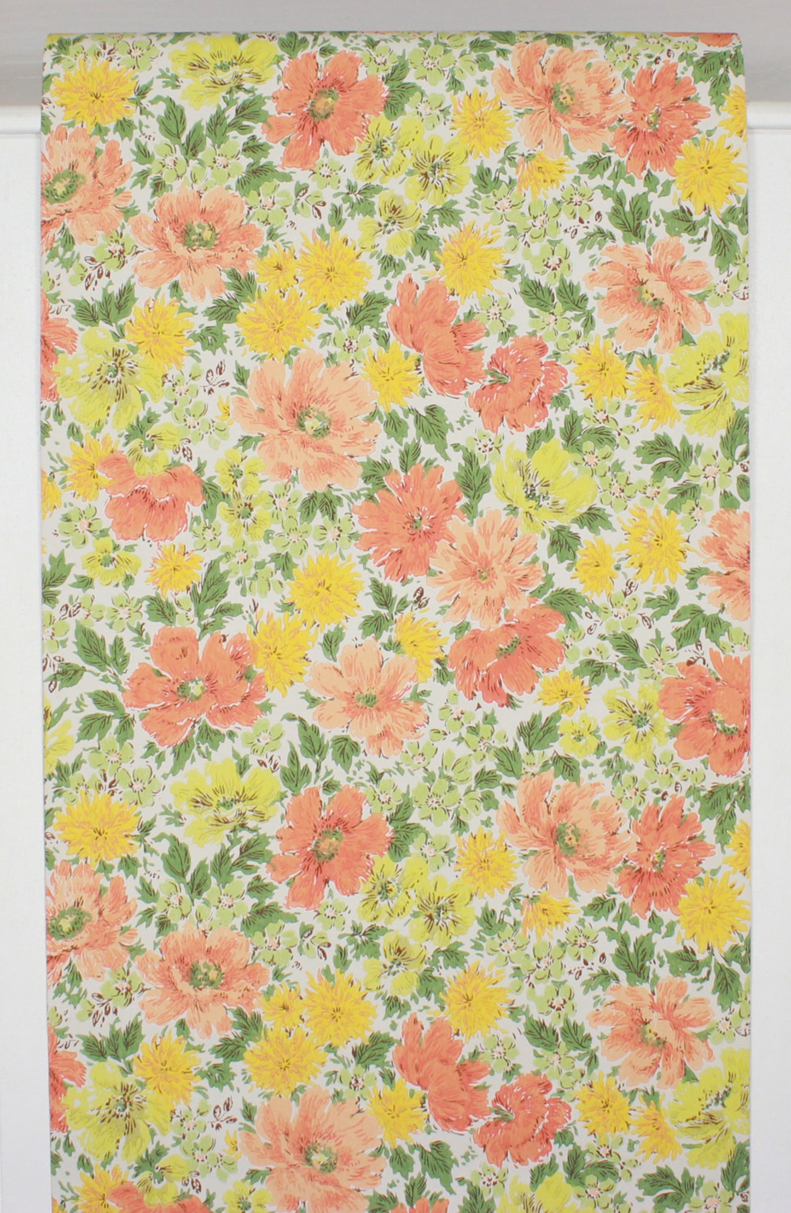 1960s Retro Vintage Wallpaper Orange and Yellow Flowers on | Etsy