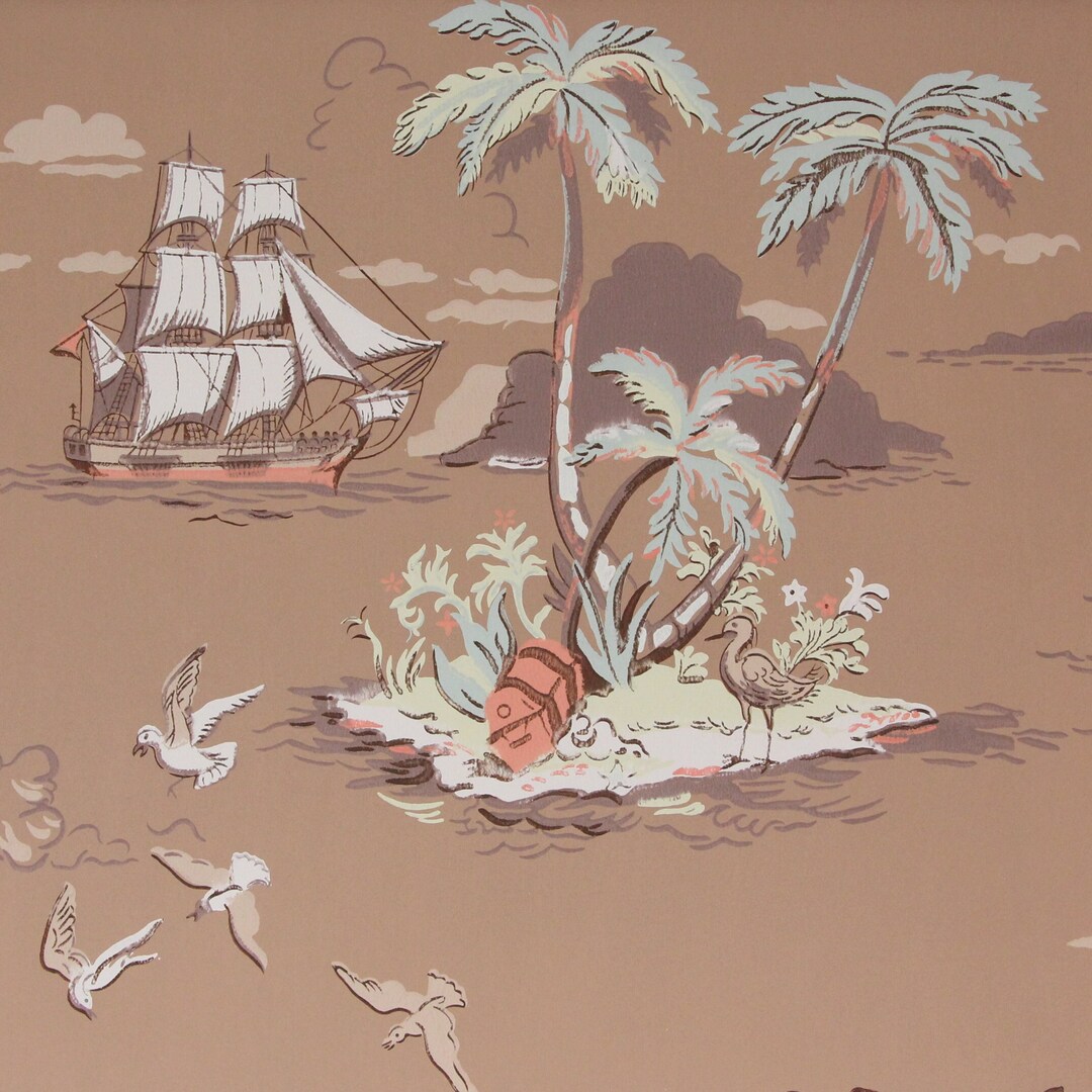 1950s Vintage Nursery Wallpaper - Walt Disney Productions Treasure ...