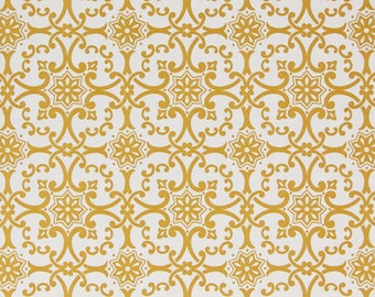 1970s Vintage Wallpaper - Vinyl Retro Mod Yellow Gold Geometric, Sold by the Yard
