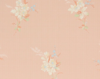 1930s Vintage Wallpaper - Pretty Floral Bouquets on Peach, Sold by the Yard