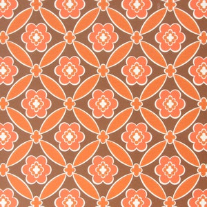 1970s Retro Vintage Wallpaper Orange Red Brown Geometric by the Yard