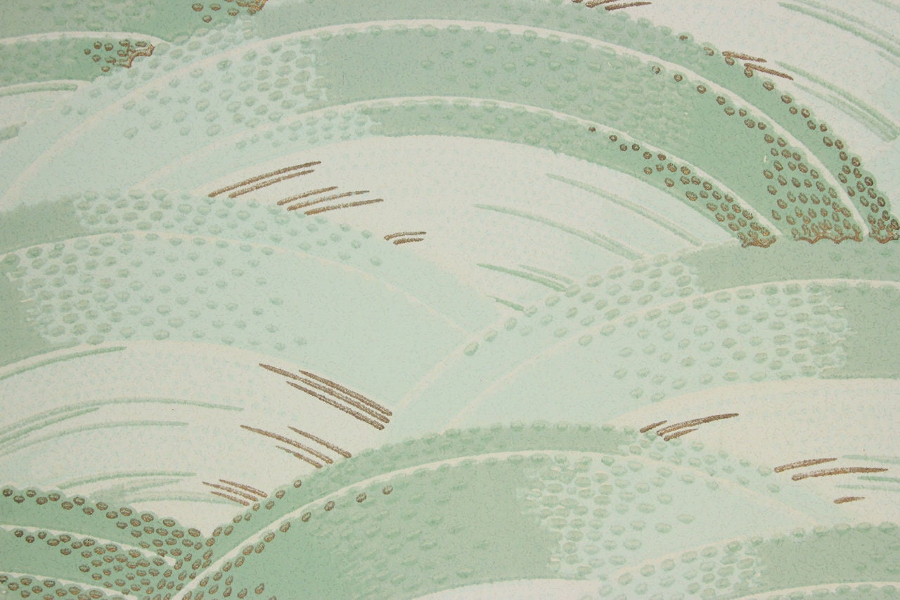 1920 ' s Antique Vintage Wallpaper vert d’eau vagues des remous à la verge--Made in Belgium 1920 ' s Antique Vintage Wallpaper vert d’eau vagues verge--Made des remous à la verge--Made vagues in Belgium 625ff0