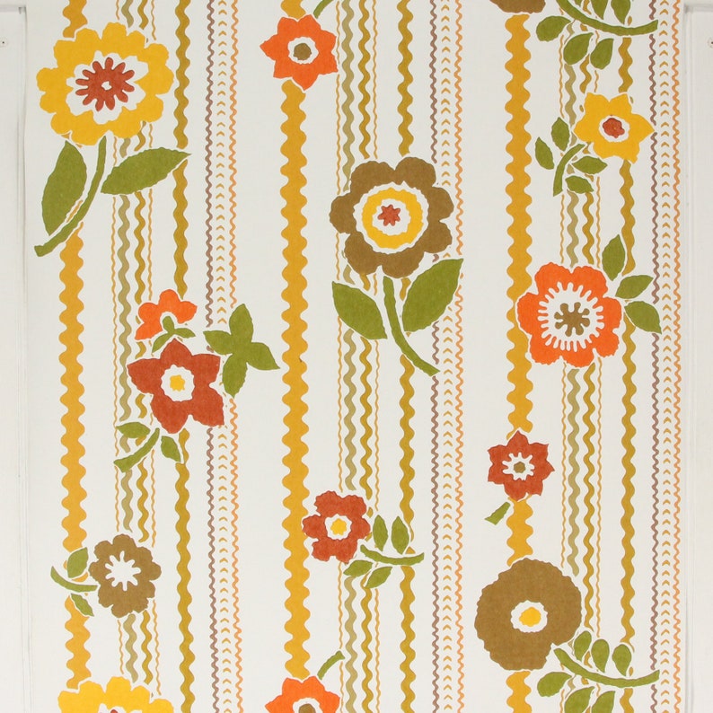 1970s Vintage Wallpaper - Vinyl Retro Avocado Green Chocolate Brown ...