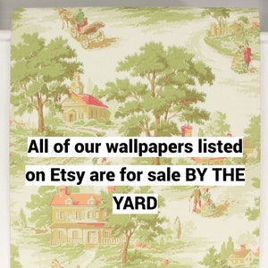 1950's Vintage Wallpaper Colonial Scenic Village Couples by the Yard image 4