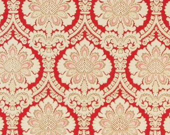 1970s Retro Vintage Wallpaper Red Damask on Gold Foil by the Yard