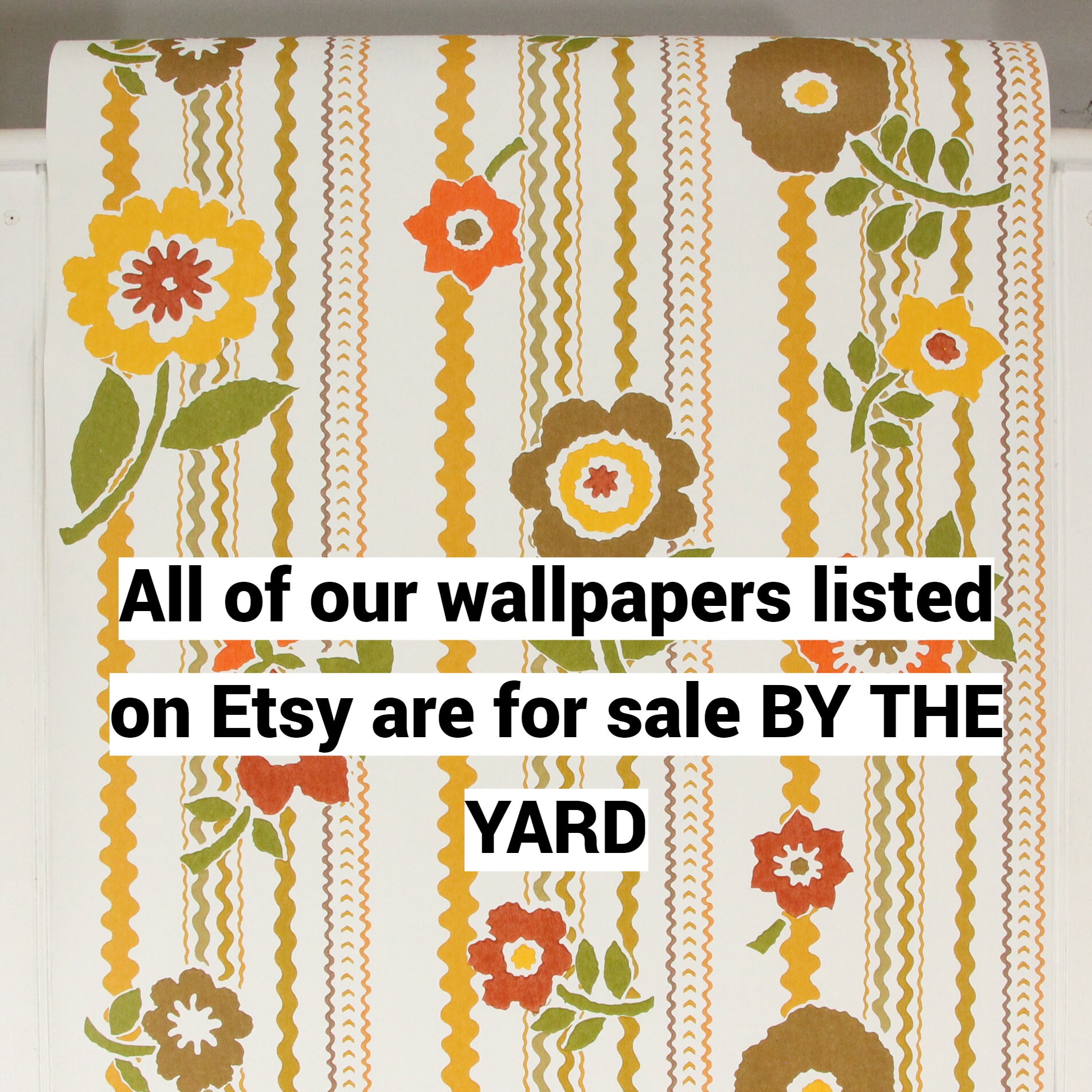 1970s Vintage Wallpaper - Vinyl Retro Avocado Green Chocolate Brown ...