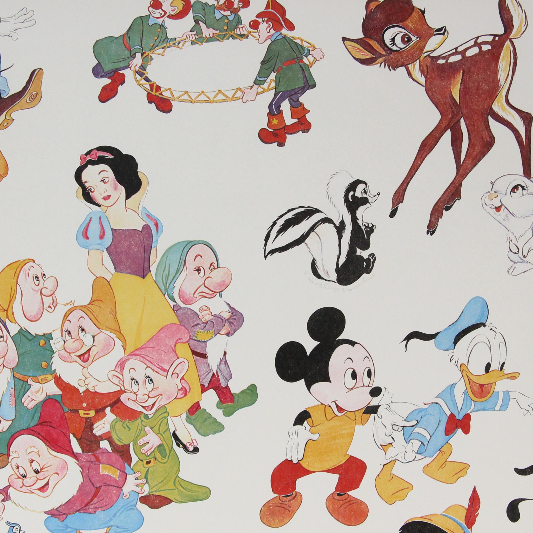 1980s Vintage Wallpaper - Disney Snow White Mickey Mouse Bambi