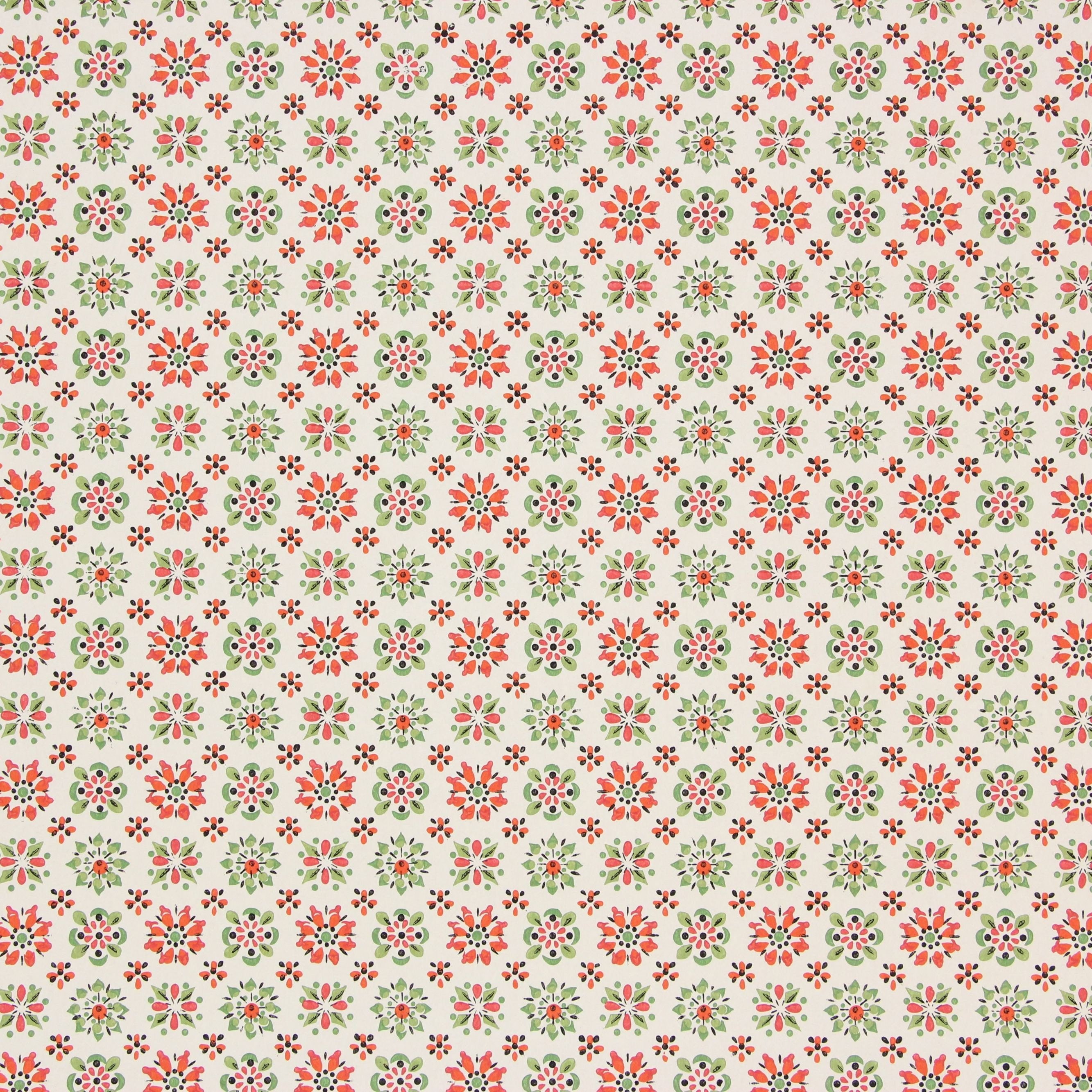 1960s Vintage Wallpaper Small Red and Green Geometric by the | Etsy