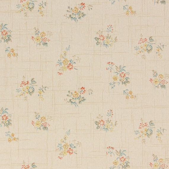 1920s Vintage Antique Wallpaper - Small Flower Bouquets on White, Sold by the Yard--Made in England