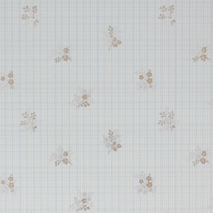 1920s Vintage Wallpaper - Silver and Gold Metallic Flowers on Blue, Sold by the Yard--Made in Canada