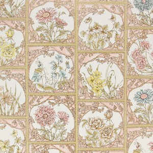 1970s Retro Vintage Wallpaper Yellow Pink Blue Flower Tiles by the Yard
