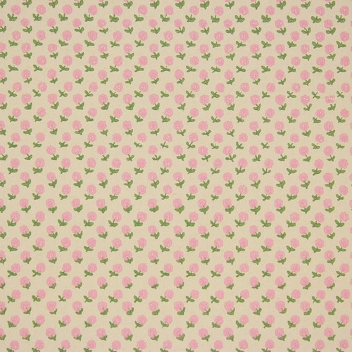 1970s Retro Vintage Wallpaper Small Pink Flowers on Off White by the Yard