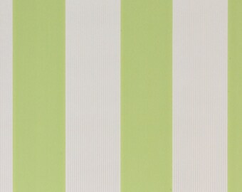 1950s Vintage Wallpaper Green White Gray Silver Metallic Stripe by the Yard