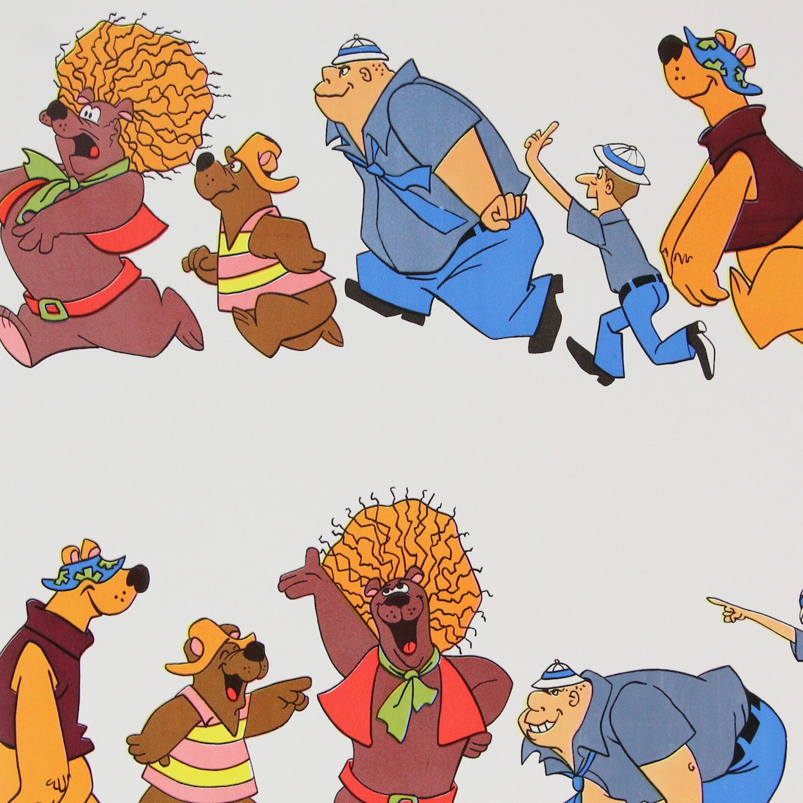 1970s Retro Vintage Adhesive Paper - Hanna Barbera Hair Bear Square ...