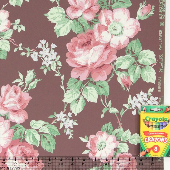 Burgundy Web Floral Wrapping Paper - 5 Yards