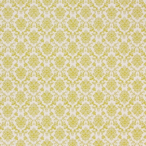Könnte beinhalten: Eine nahtlose Mustertapete mit einem sich wiederholenden Muster aus gelben floralen Motiven auf weißem Hintergrund.