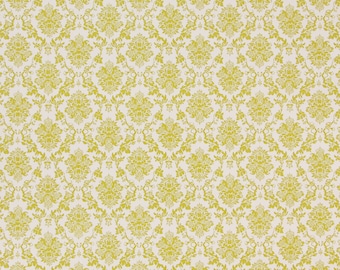 1970s Retro Vintage Adhesive Paper - Small Yellow Damask Wallpaper Peel and Stick, Sold by the Yard