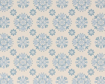 1960s Vintage Wallpaper Blue Geometric on White by the Yard