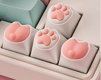 Carino Zampa di Gatto Copritasti Per Tastiera Meccanica Cherry MX Interruttore FAI DA TE Personalizzato Tappo Chiave Molle Del Silicone Keycup Artisan Colore Rosa, 1 Pc