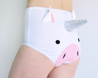 Unicorn lingerie panties with a 3D plush unicorn horn knickers underwear