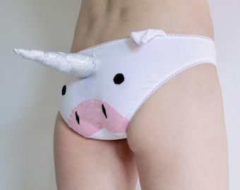 Unicorn Panties with 3D plush Unicorn Horn Unique Underwear Unicorn Knickers