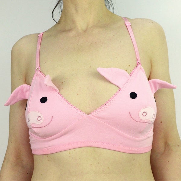 Pig Face Bra with Ears Cute Lingerie
