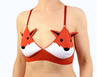 Lingerie Fox face Bra Bralet with ears. Lingerie set