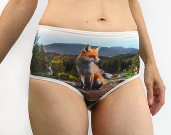 Panties with a fox and fantasy woodland. Underwear Lingerie