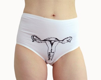 White panties with Uterus Print Underwear