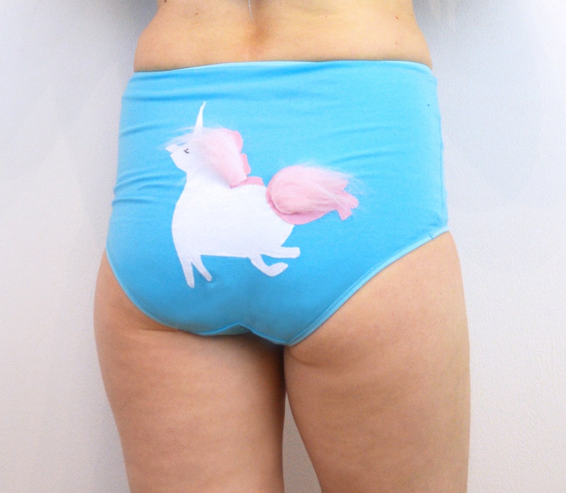 High Rise Waisted Unicorn Panties avec Pink Fluffy Mane et Etsy