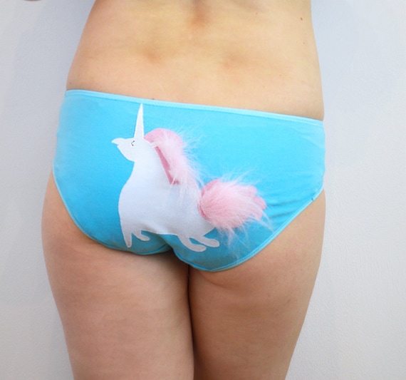 Unicorn Panties With Fluffy Mane and Tail. Unique Knickers Cute Lingerie 3  Color Options 