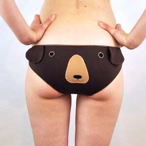 Knickers with brown bear face and ears. Lingerie underwear image 2