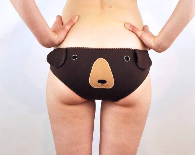 Knickers with brown bear face and ears. Lingerie underwear image 2