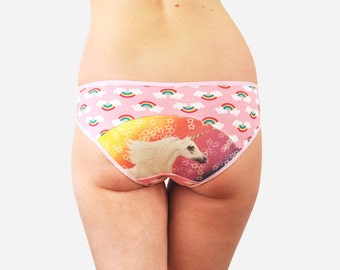 Pink unicorn and rainbow panties knickers underwear lingerie