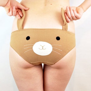 Bunny face knickers with ears, Cute lingerie ,unique underwear, animal panties image 1