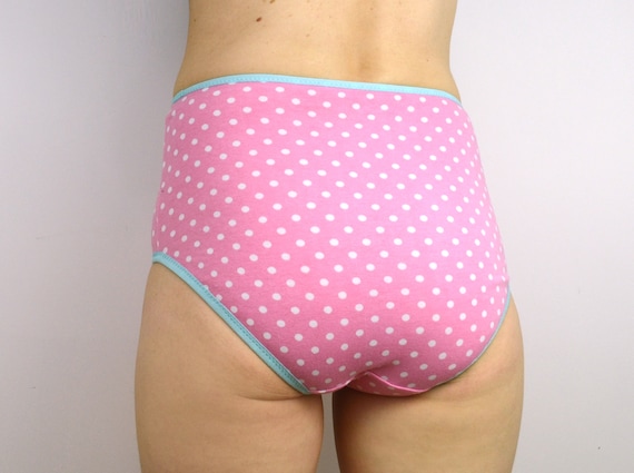 High Waist Maternity Panty, Aqua Polka Dot and Pink