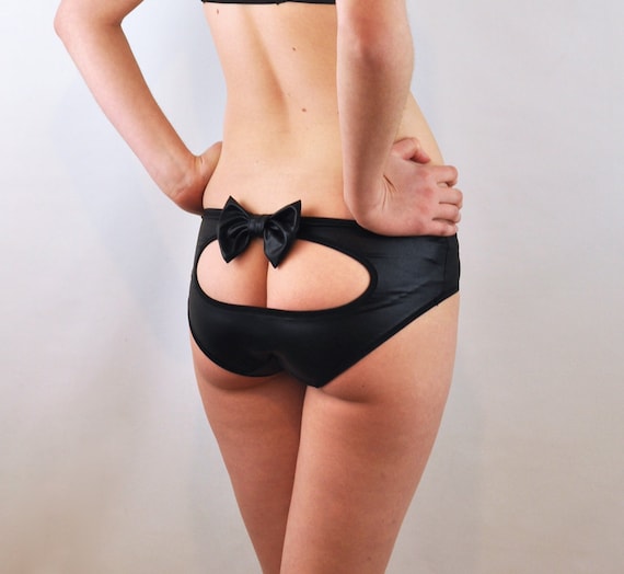 Open Back Lingerie Black Panties With Bow Sexy Underwear for Women 