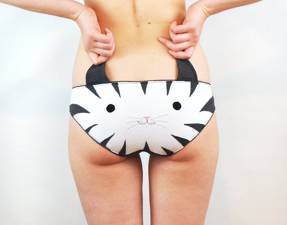 Cat Panties With a Kitty Face and Ears. Cute Lingerie for Batchelorette  Knickers 