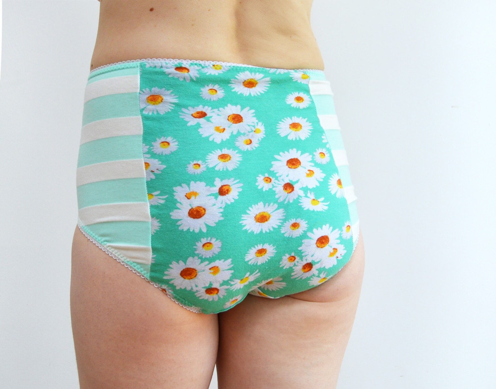 Retro Panties with stripes and flowers high waist underwear Etsy
