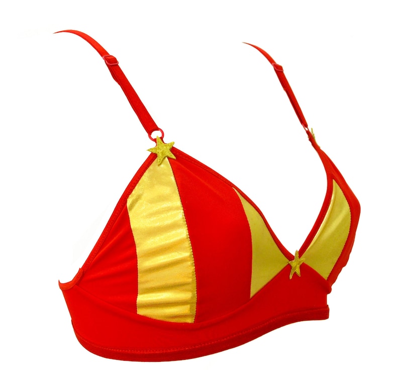 Red and Gold Bra Lingerie for Women super hero image 2