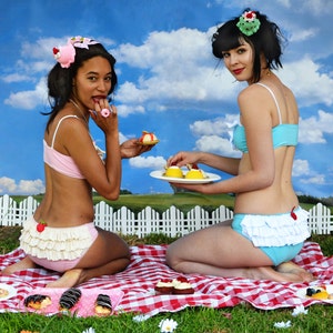 Panties lingerie with frilly Cupcake and cherry underwear image 5