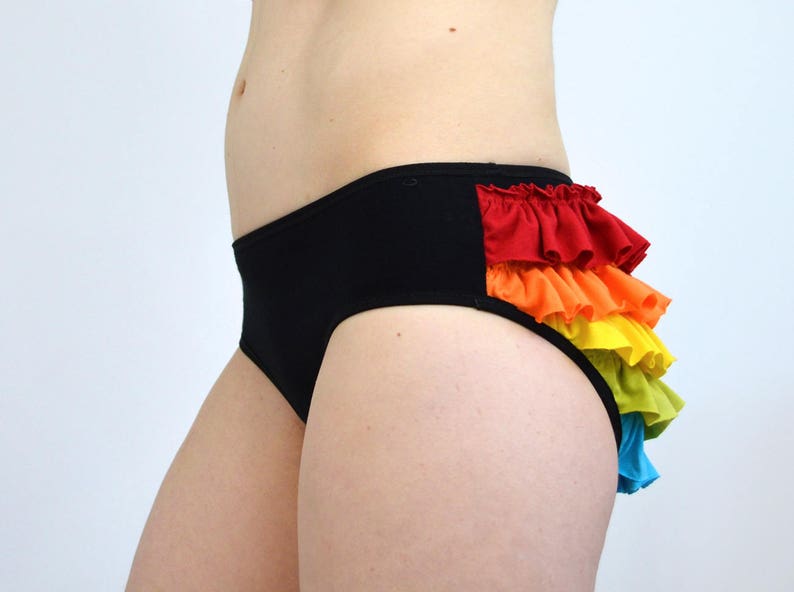 Lingerie Panties Rainbow frilly knickers on black lingerie image 4