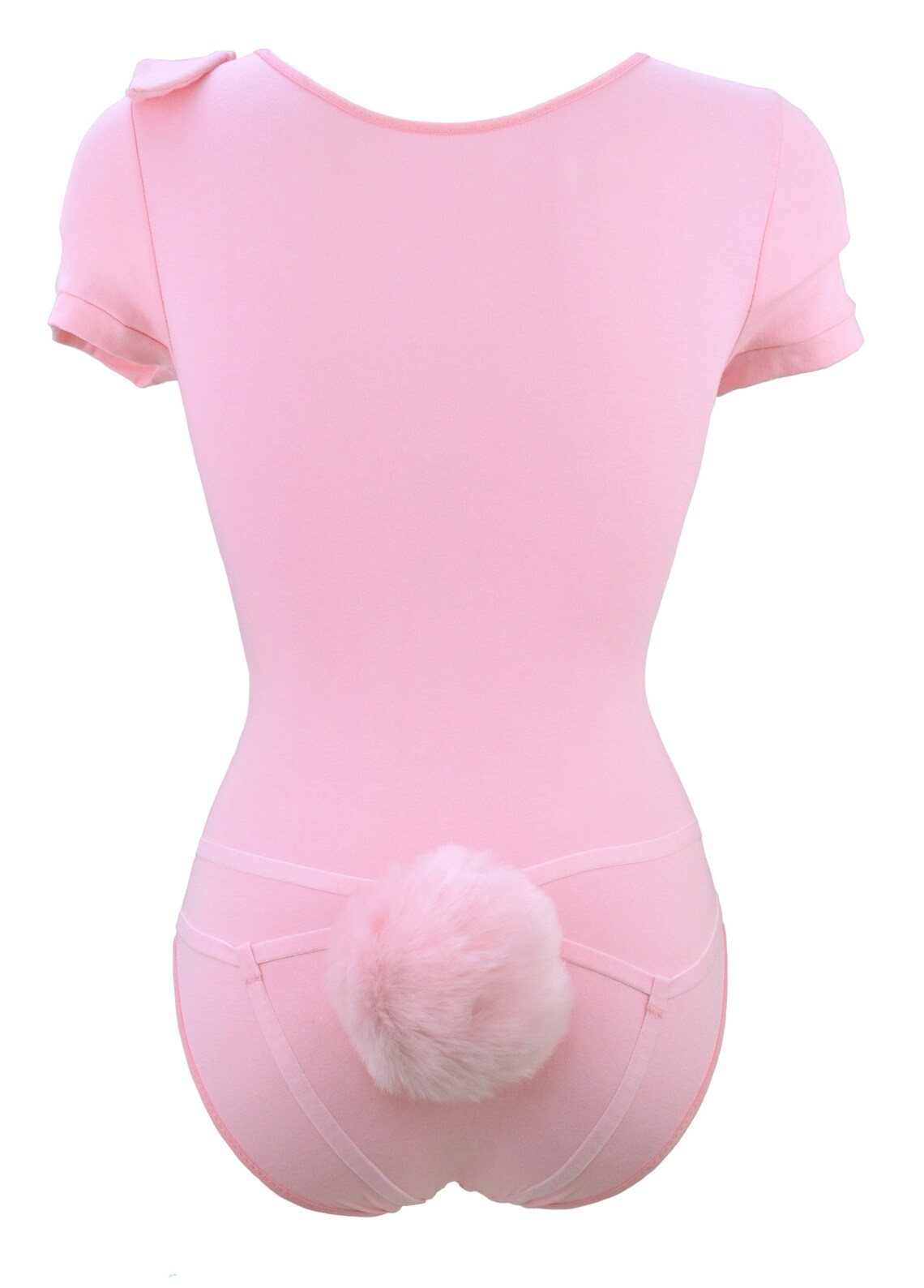 Pink Bunny Girl Bodysuit With Ears and Detachable Fluffy Tail Etsy