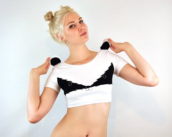 Crop Top with Badger Face and Ears. Clothing T-shirt Sleepwear