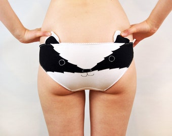 Knickers with Badger Face and Ears. Panties Lingerie Underwear for Women